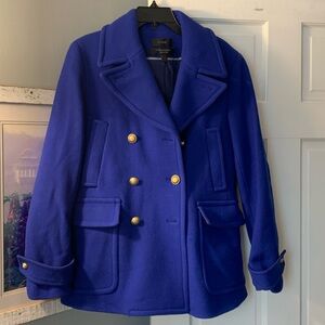 J. Crew size 12 Stadium Cloth by Nello Gori royal blue wool coat. NWOT!!